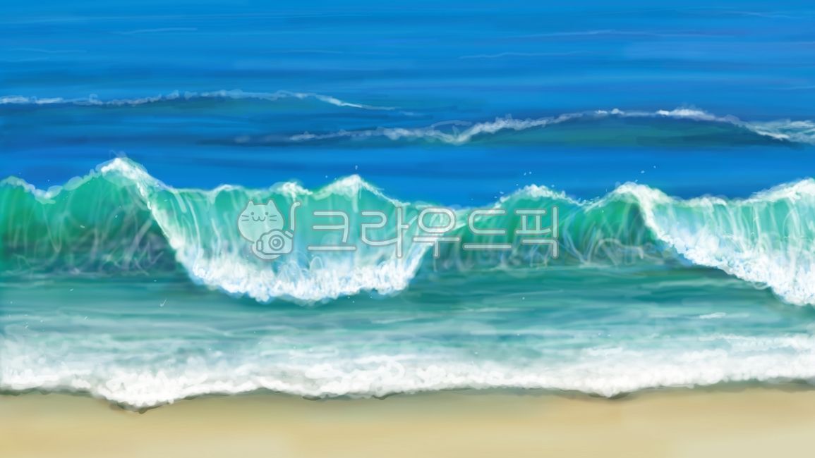 바다, 파도, 바다일러스트, 파도일러스트, 수채화, 사진,이미지,일러스트,캘리그라피 - 푸키랩작가