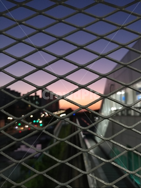 지하철,철창,노을,역,도로