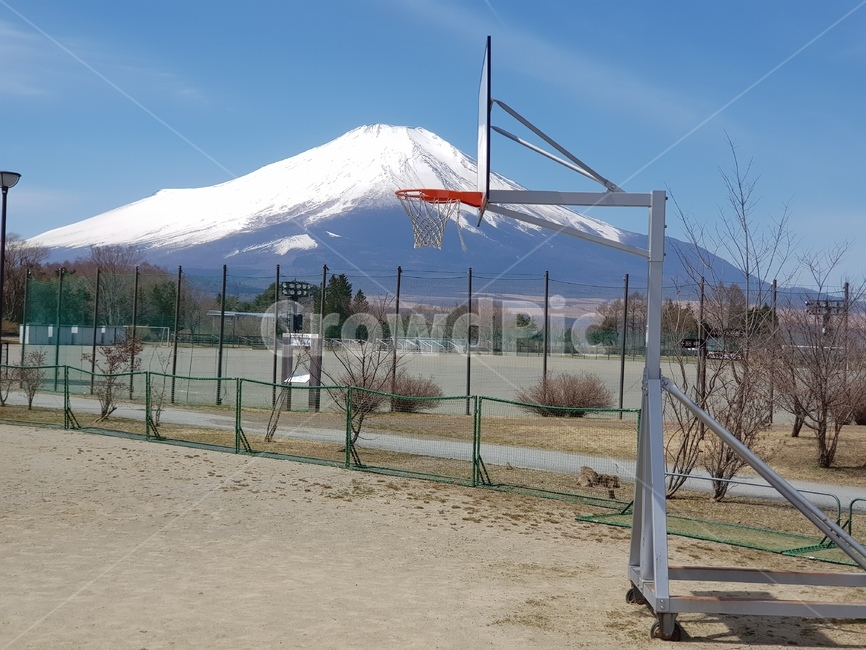 맑은후지산,후지산,눈덮힌후지산,겨울후지산,후지산구름,겨울산,산,구름,파란하늘,맑은하늘,하늘,농구장,농구골대