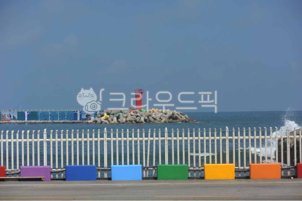 rainbow,breakwater,ocean,Lighthouse,fence