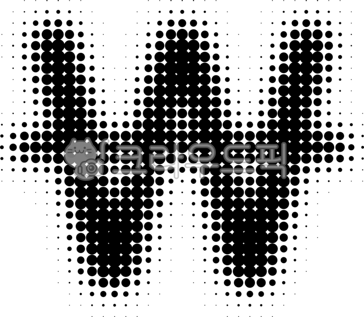 Won unit,currency unit,won unit,Korean currency unit,dot,black and white,graphic,pattern,mosaic,halftone,screen tone,deco,decoration,digital,gradient,symbol,special character,Korean money,money