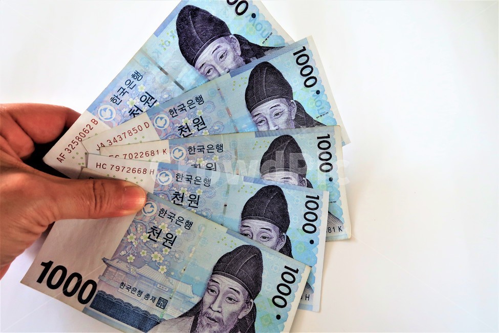 천원,지폐,종이돈,손,1000,한국은행,금융,돈,finance,banking,money
