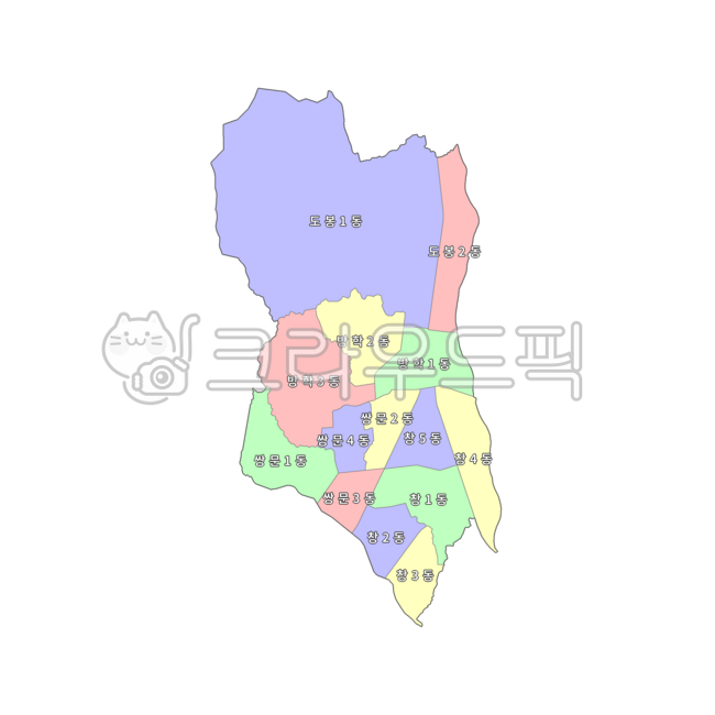 서울특별시,서울,도봉구,대한민국,우리나라,한국,행정구역,도,시,군,읍,면,동,지도,행정구역지도,4색지도,파란색,노란색,빨간색,초록색,map