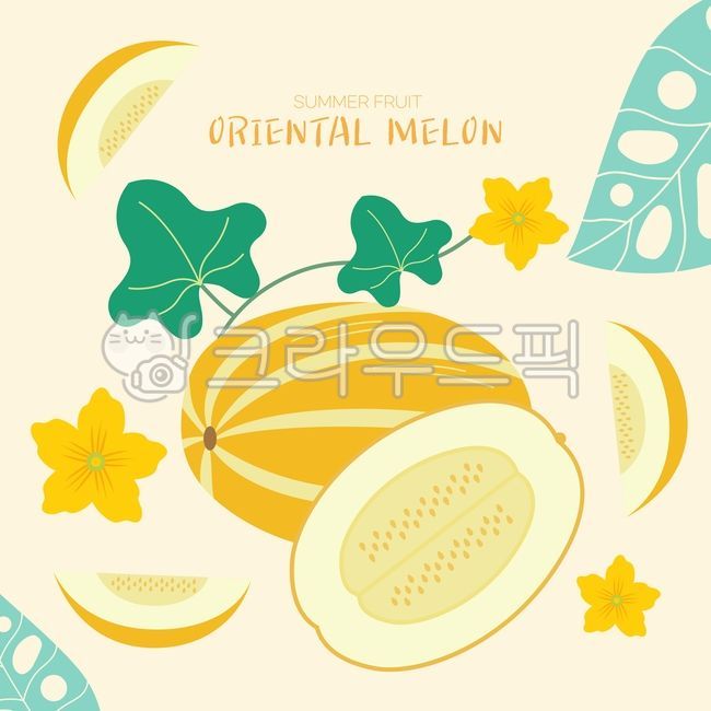 일러스트,배경,백그라운드,자연,계절,시즌,열대,열대식물,열대과일,음식,식물,컬러풀,트로피컬,식품,나뭇잎,여름,과일,야자수,야자잎,푸드,건강,다이어트,컬러푸드,참외