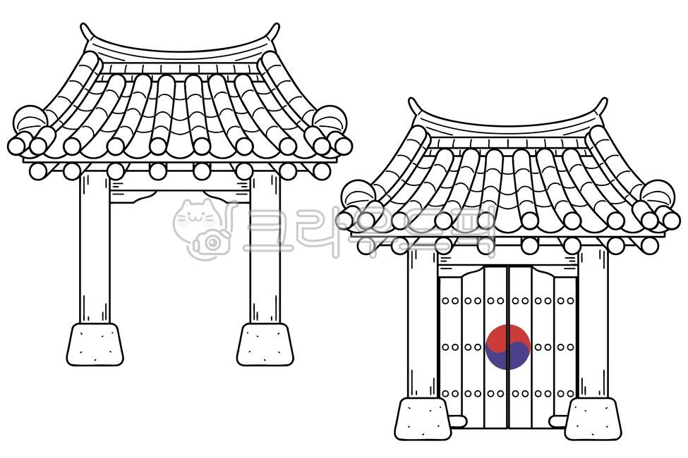 한옥,대문,기와집,전통,가옥,일러스트,정문,입구,문,삽화,기와,한국,대한민국,건축,처마,건축물,건물,태극,태극무늬,클립아트,디자인,디자인요소,외관,컷아웃,라인아트,오브젝트,오래된,옛날,야외,아웃라인,윤곽선,목재,전통적인,벡터,빈티지,나무