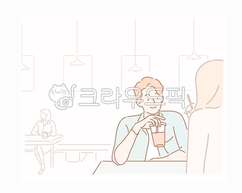 카페,대화,커피,데이트,커플,아메리카노,연인,담소,cafe,coffee,couple,사람,일러스트,삽화,people,illustration,americano