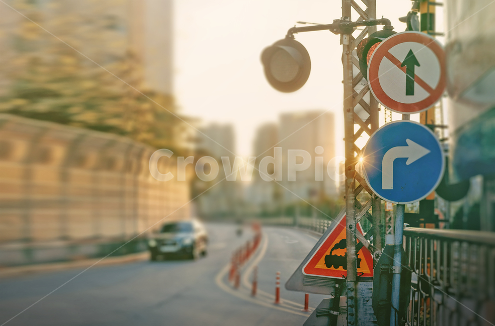 sunset,road name,sign,crossing,Everyday scenery