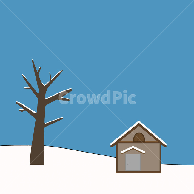 겨울,나뭇가지,눈덮인집,자연,계절,눈,nature,snow,일러스트
