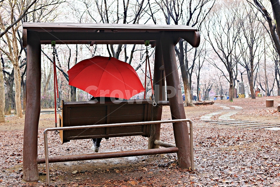 그네,빨강우산,공원,인천대공원,자연,배경