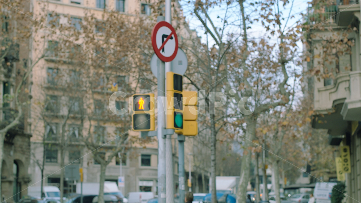 가로등,스페인,바르셀로나,유럽,신호등,가을,감성,교차로,교통,교통수단,traffic,transportation