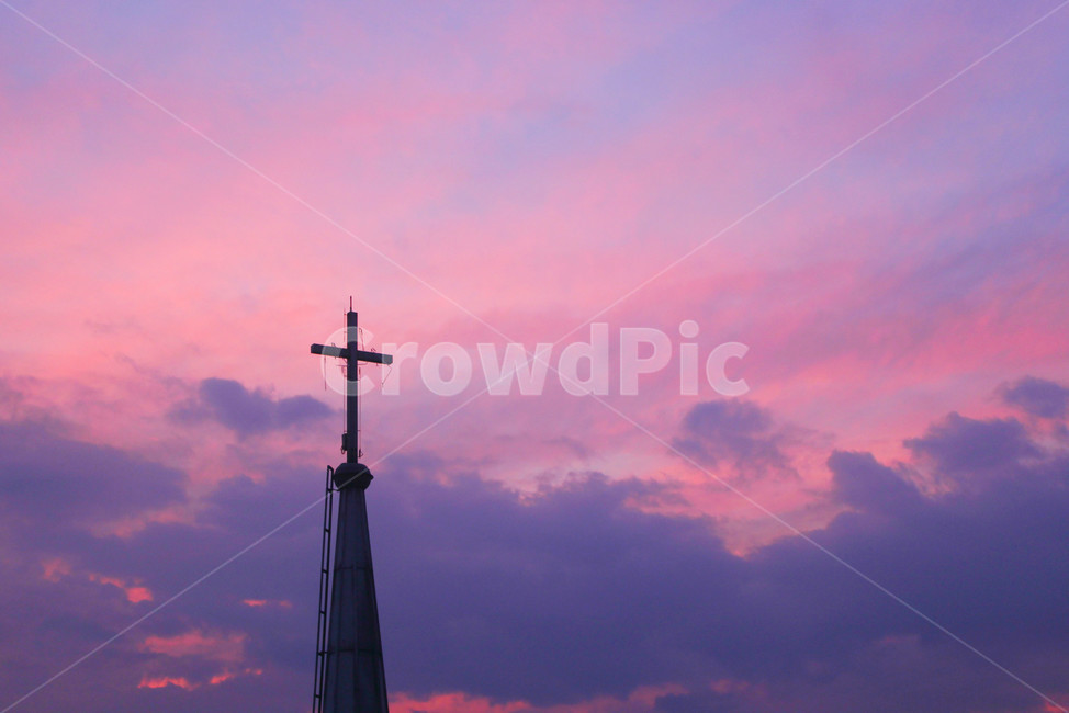 교회,성당,십자가,하늘,구름,보라,여름,sky,church,violet,purple,종교,신앙,religion,belief,faith