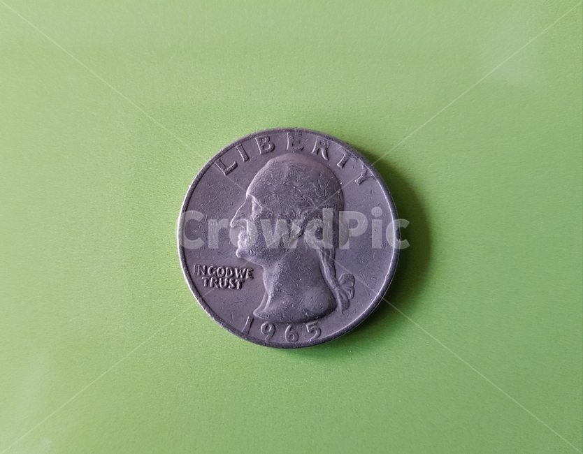 미국동전,quarterdollar,1965년도,은색동전,동전,liberty,동전앞면