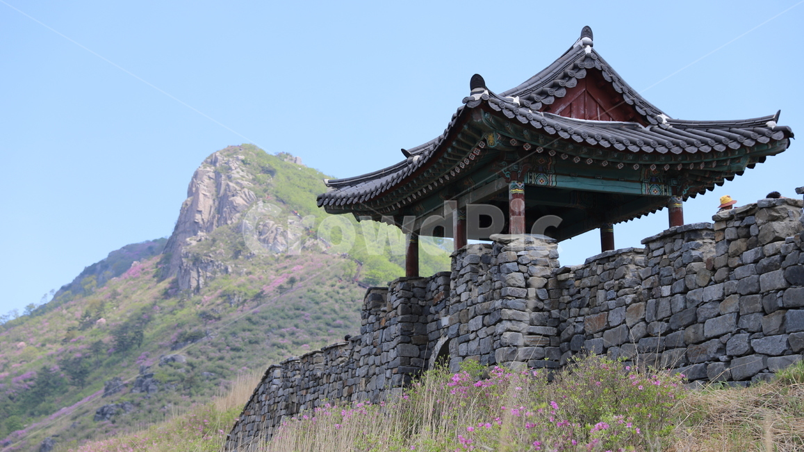황매산,철쭉,5월,황매산철쭉,합천,구름,하늘,파란하늘,철쭉꽃,축제,황매산철쭉제,황매산성,분홍꽃,산,계절,봄,풍경,자연,풍경,nature,landscape,한국자연풍경,한국자연경관,korea nature landscape,한국전통,한국문화,korean traditional,korean culture,건축물,건물외관,exterior,building,structure,architecture,construction,건물