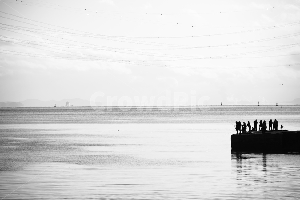 선착장,갯벌,바다,실루엣,흑백,흑백,모노톤,monochrome,black and white