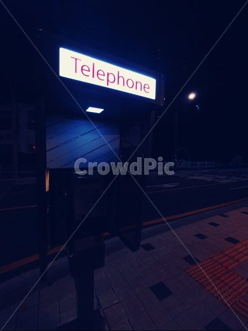 공중전화,연락,telephone,밤,조명