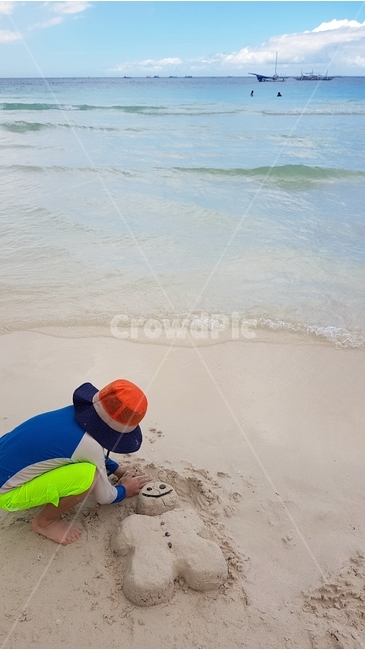 바다,sea,모래성,모래,sand,꼬마,쿠키맨,보라카이,boracay,자연,풍경,nature,landscape,해변,바다,beach,sea,사람,인물,인간,human,person,어린이,어린아이,child,children,kid