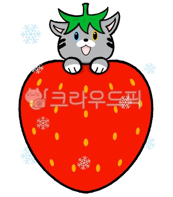 Winter,winter strawberry,cat and strawberry,strawberry cat,cat,cat character,cute cat,cat illustration,winter illustration