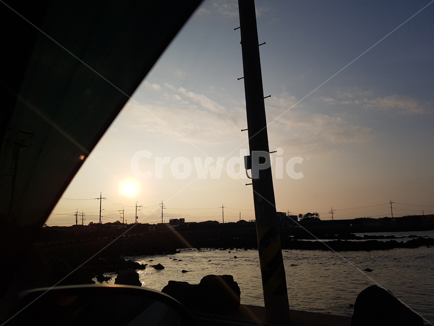 해안도로,노을,하늘,구름,바다,전봇대,해,감성사진,자연,풍경,nature,landscape,실루엣,그림자,silhouette,shadow,light,빛,flare,플레어,sunlight,햇빛