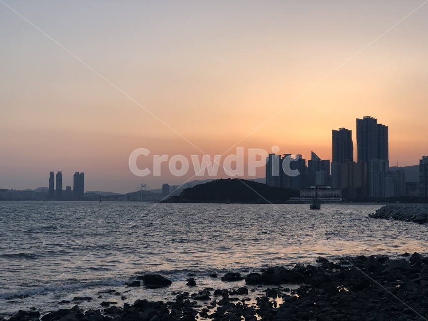 부산,해운대,sunset,노을,바다,주황빛,해질녘,nature,자연,풍경,nature,landscape,해변,바다,beach,sea,outdoors,옥외