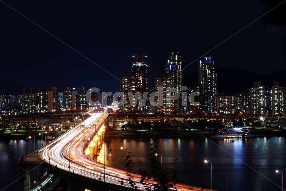 night view,city,long exposure,Bridge,lights