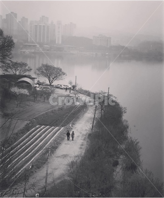 호숫가,lake,산책,walk,부부,manandwife,일상,dailyroutine,풍경,view,도시,풍경,city,landscape,한국도시풍경,한국도시경관,korea cityscape,흑백,모노톤,monochrome,black and white,nature,자연,fog,안개