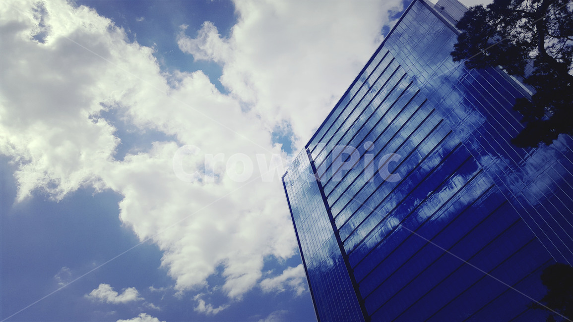 reflection,banister,난간,officebuilding,사무실건물,building,건물,하늘,푸른하늘,sky,반영,옥외,파란하늘,구름,cloud
