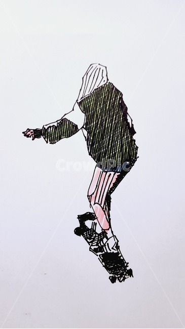 롱보드,뒷모습,운동하는여자,맨투맨,그림,낙서,스포츠,레저,운동,sports,leisure,exercise,그래픽,일러스트레이션,graphic,illustration