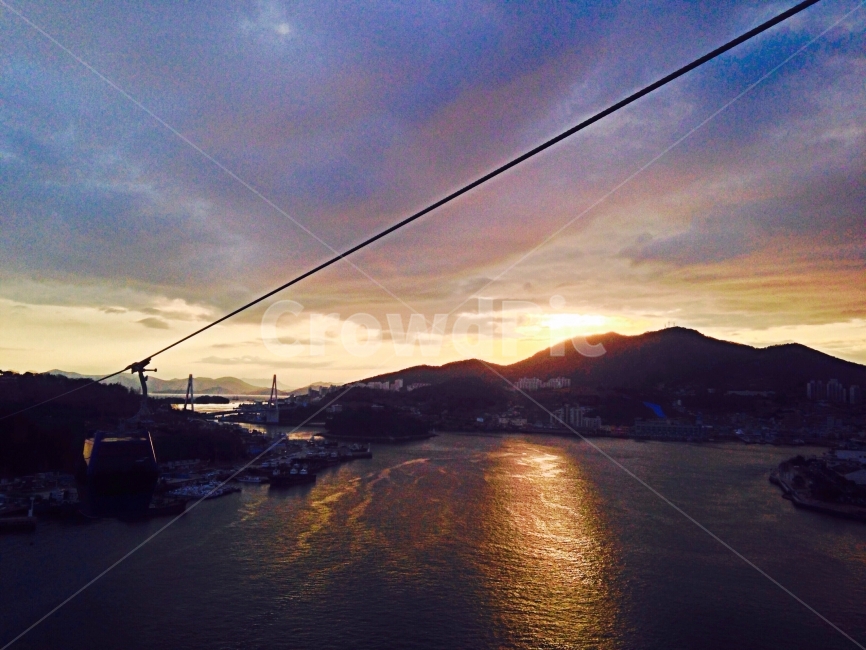 여수,케이블,바다,산,노을,항구,자연,풍경,nature,landscape