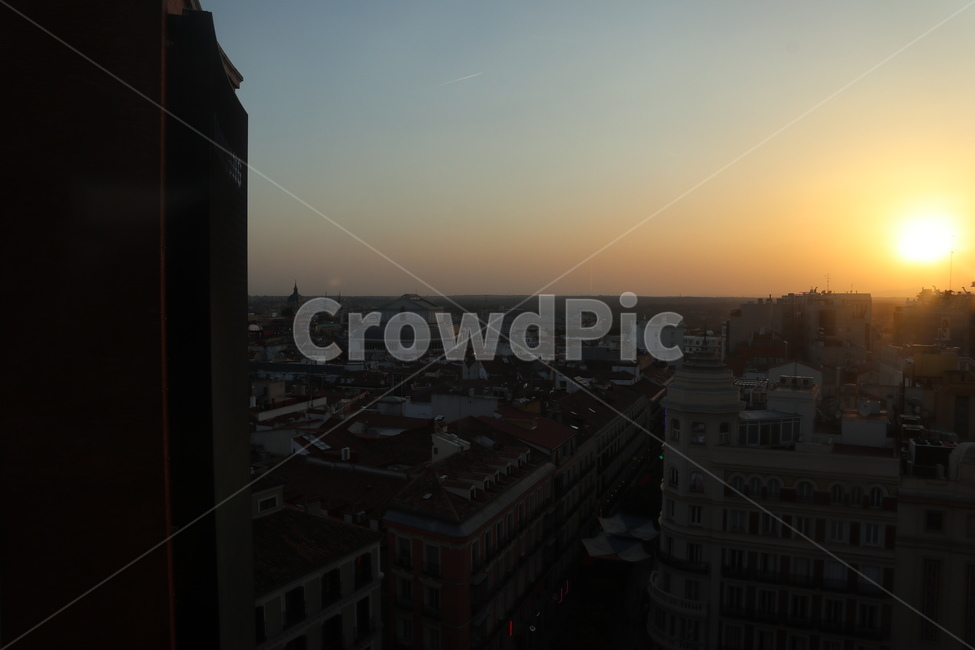 sky,madrid street,Madrid,sunset,sun