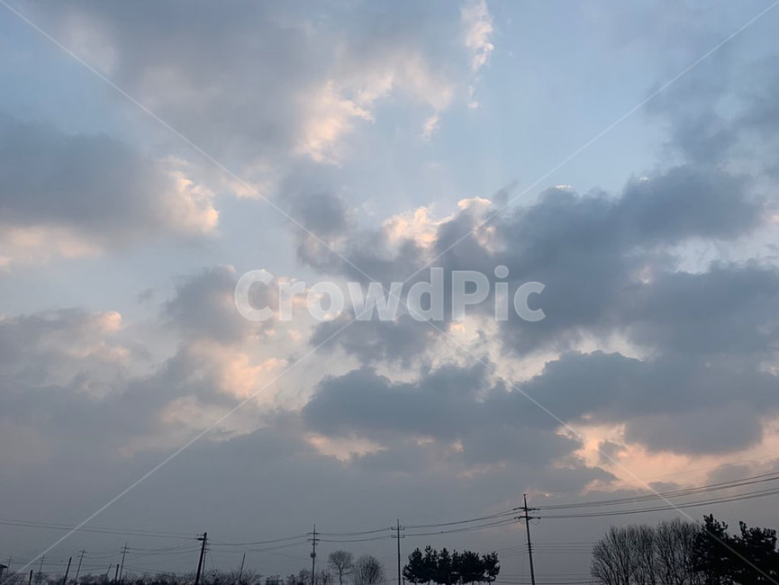 하늘,구름,일출,전봇대,풍경