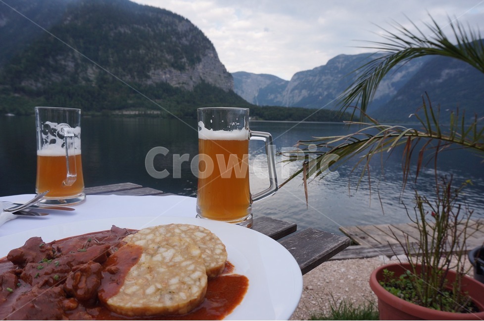 호수,맥주,굴라쉬,음식,할슈타트,lake,beer,food,goulache,hallstatt,sunset,풍경