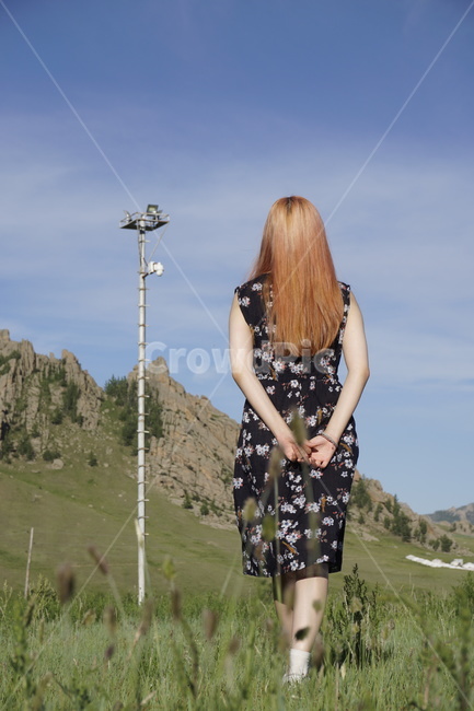 여자,뒷모습,몽골,여행,원피스,소녀,여성,여자,woman,female,lady