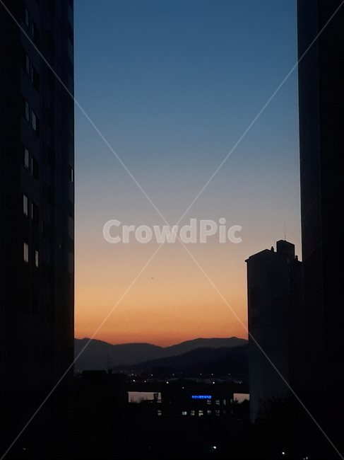 노을,하늘,배경,그라데이션,산