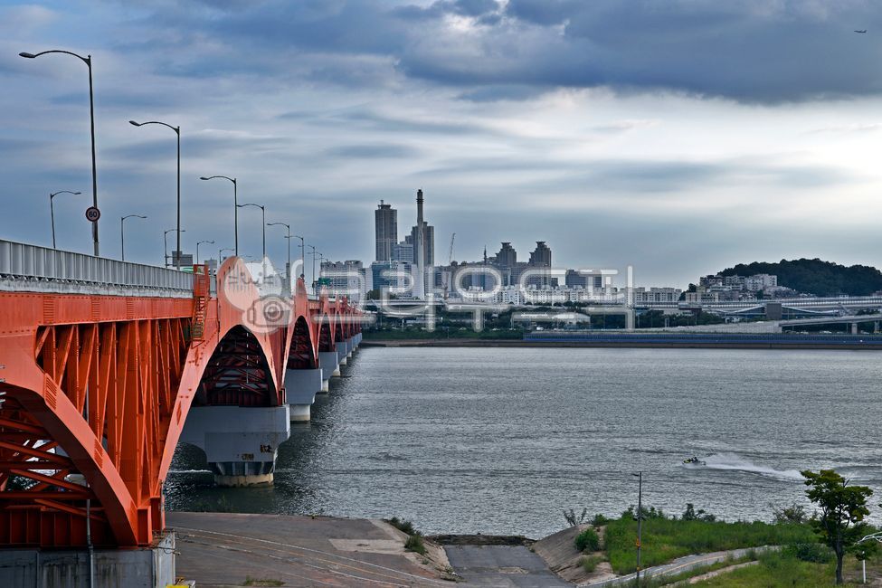 Han River Bridge,pier,sunset,Seongsan Bridge,Truss method,Han River