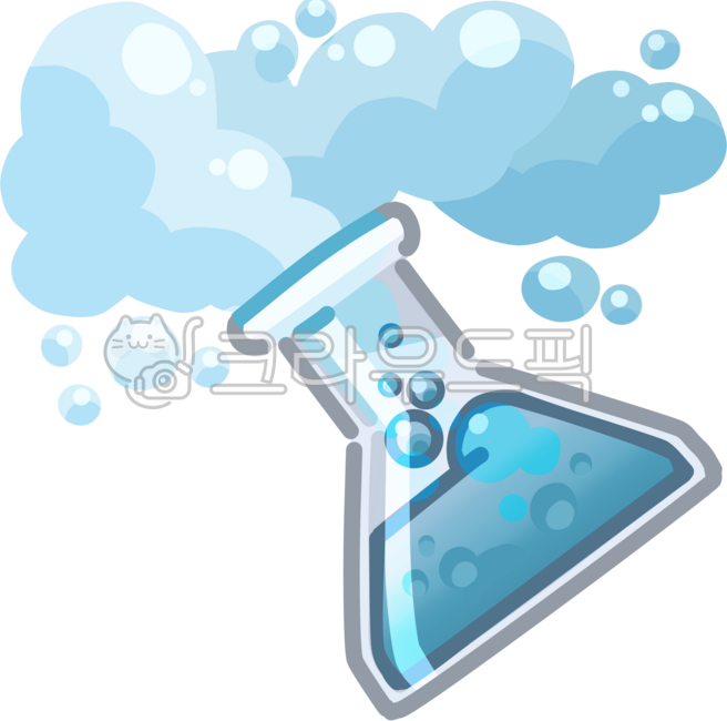 화학,과학,과학시리즈,과학요소,비커,파랑,거품,일러스트,화학실험,실험,실험요소,과학실험,화학실험일러스트,연기