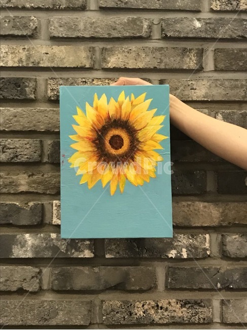 해바라기,그림,작품,식물,드로잉