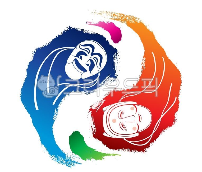 brush,art,Brush painting,pattern,korea,Hahoe mask,drawing,Bridal mask,tradition,Taegeuk,yin yang and five elements