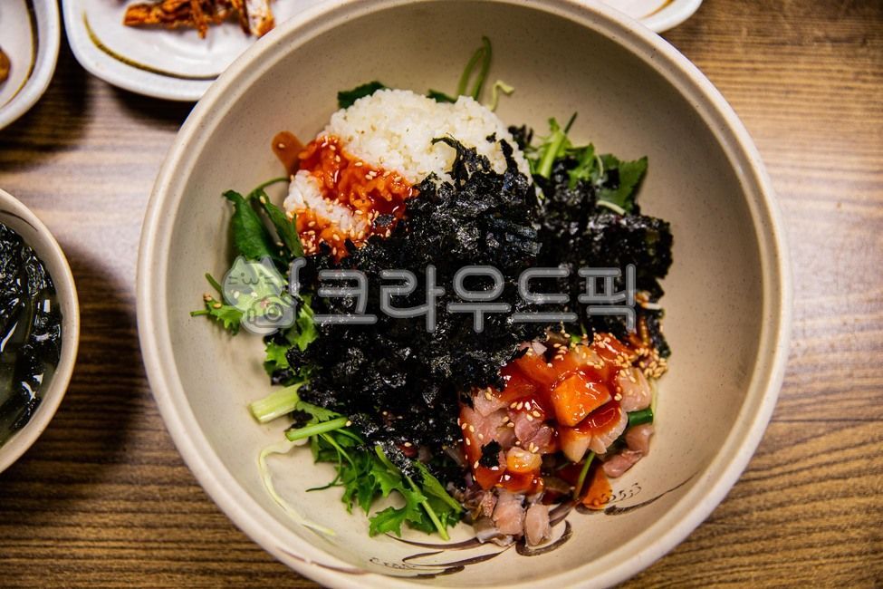 흰밥, 생선회, 김, 야채, 고추장, 사진,이미지,일러스트,캘리그라피 - 우리들작가