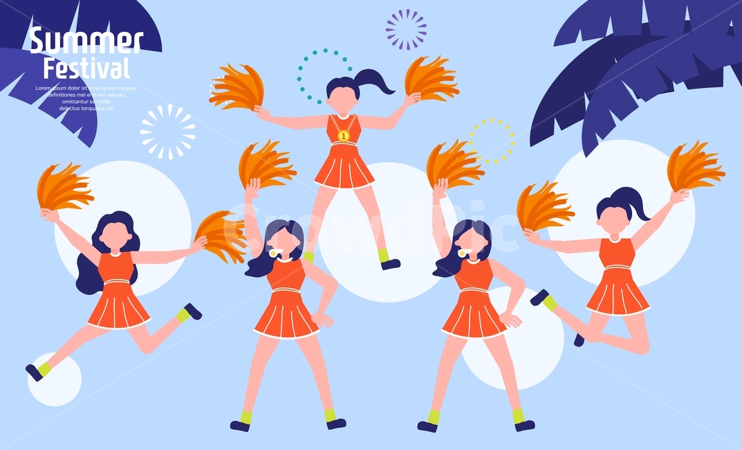 치어리더,치마,응원,춤,페스티벌,축제,행사,이벤트,여름,계절,summer,season,축제,행사,festival,carnival,event,그래픽,일러스트레이션,graphic,illustration