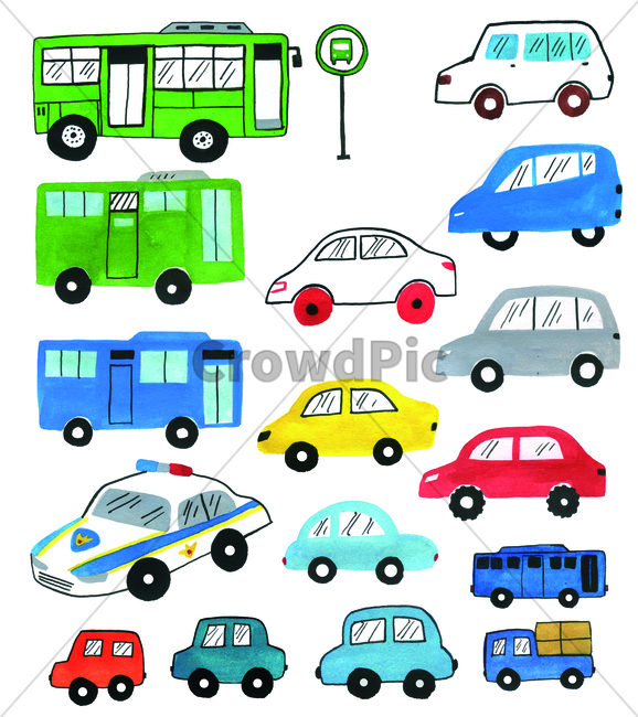 손그림,물감그림,handdrawing,watercolor,자동차,car,motor,버스,bus,경찰차,트럭,truck,policecar,patrolcar,squadcar,교통,transportation,차량,vehicle