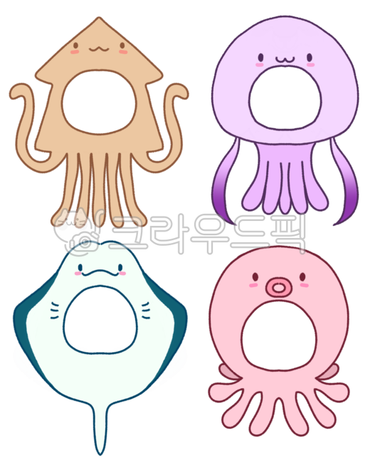Stingray face synthesis,squid face synthesis,jellyfish,octopus,stingray,animal synthesis,cute,Composite character,character,animal face synthesis,sea animals,Collection of sea animals,animal face composite design,Jellyfish face synthesis,cute animal chara