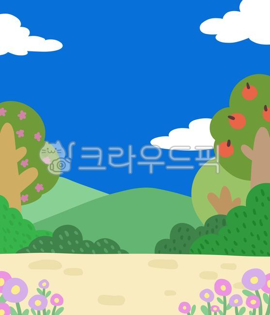 Picture,illustration,background,wallpaper,desktop,forest,outdoor,nature,tree,flower,mountain,hill,sky,cloud,fluffy cloud,white cloud,white cloud,blue sky,blue,apple,fruit,autumn,cute,bg,psd