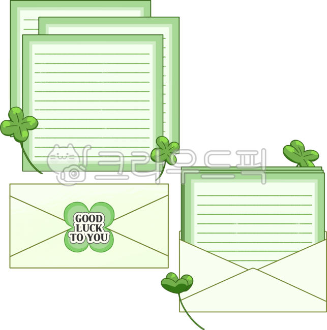 Letter paper,lucky letter,green letter paper,green letter paper,light green letter paper,letter paper illustration,letter paper drawing,letter envelope,four leaf clover,lucky four leaf clover,luck,lucky clover,clover letter paper,cute letter 