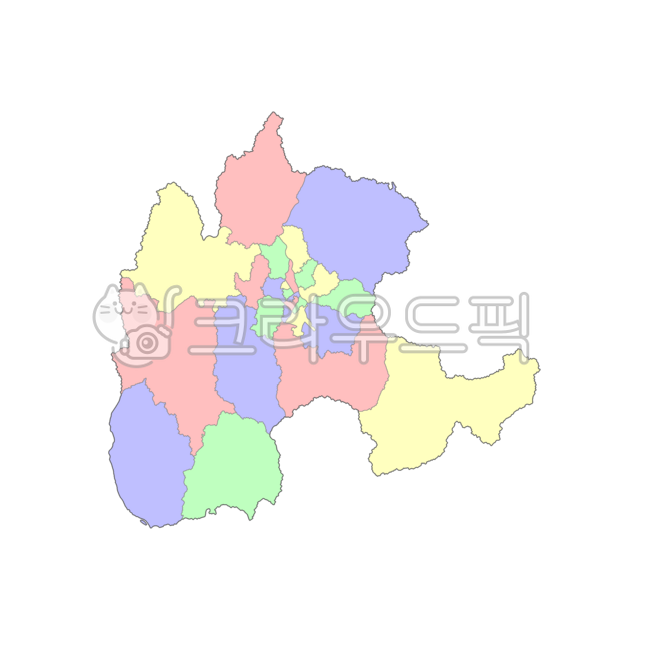 Gangwon-do,Gangwon,Wonju-si,Wonju,Republic of Korea,our country,Korea,administrative district,province,city,county,town,township,dong,map,administrative district map,4-color map,blue,yellow,red,green,map