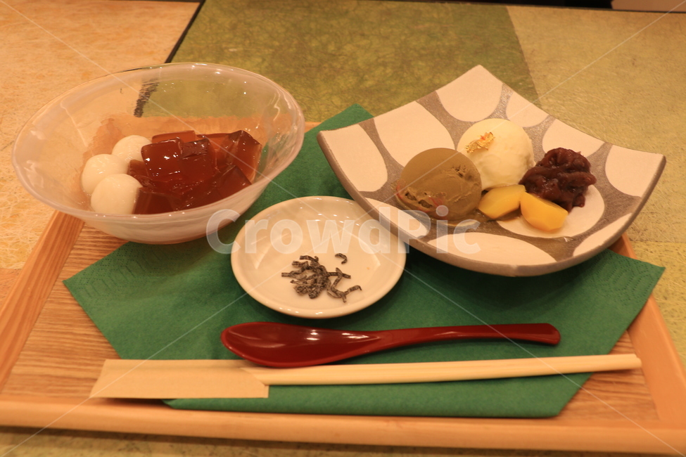 일본카페,카페,디저트세트,다과세트,녹차,아이스크림,젤리