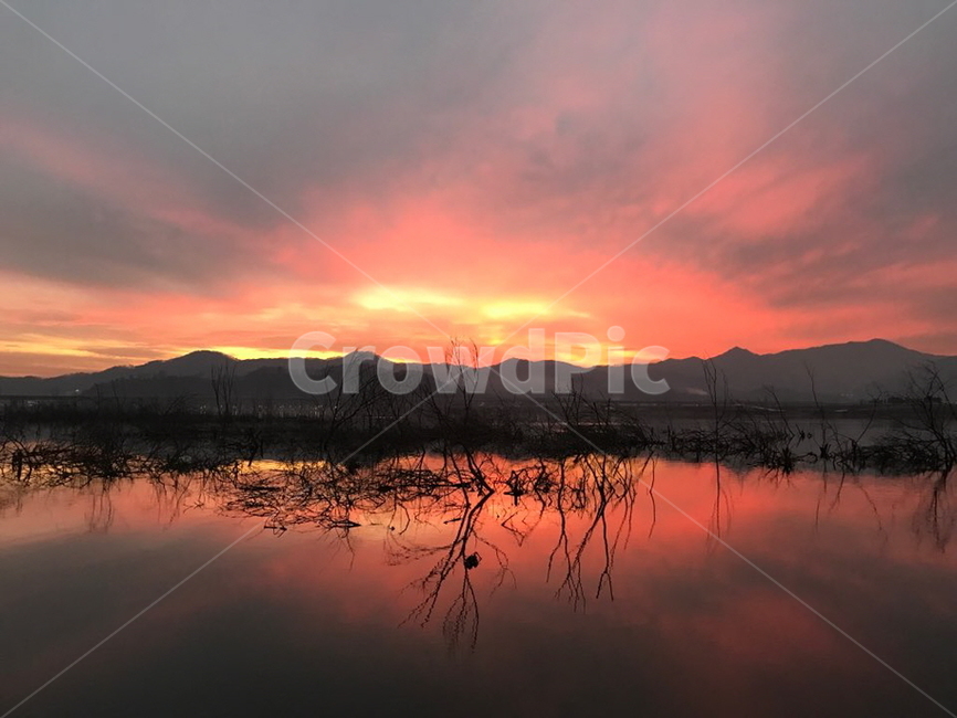 nature,자연,노을,붉은,저녁