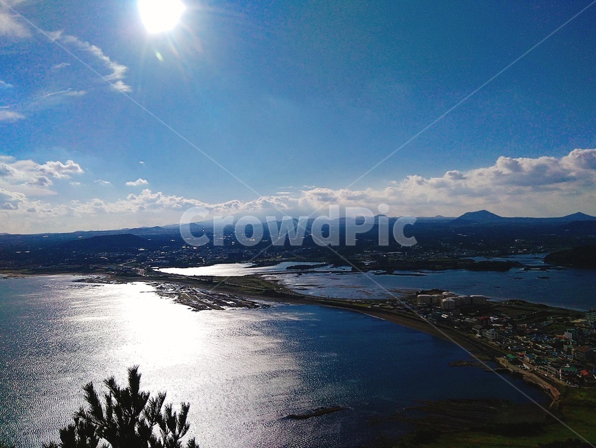 제주도,바다,성산일출봉,전망,봄,여름,자연,풍경,nature,landscape,제주도,jeju,jeju island,light,빛,flare,플레어,outdoors,옥외,경치,scenery