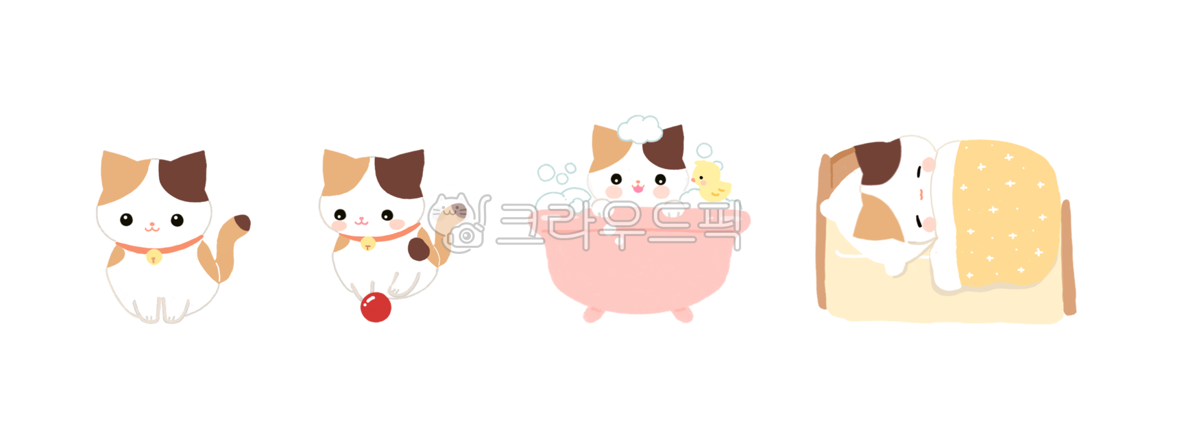 고양이,캐릭터,고양이놀이,스티커,이모티콘,다꾸,아기고양이,공놀이,일러스트,길고양이,삼색고양이,dailylife,emoticon,cat