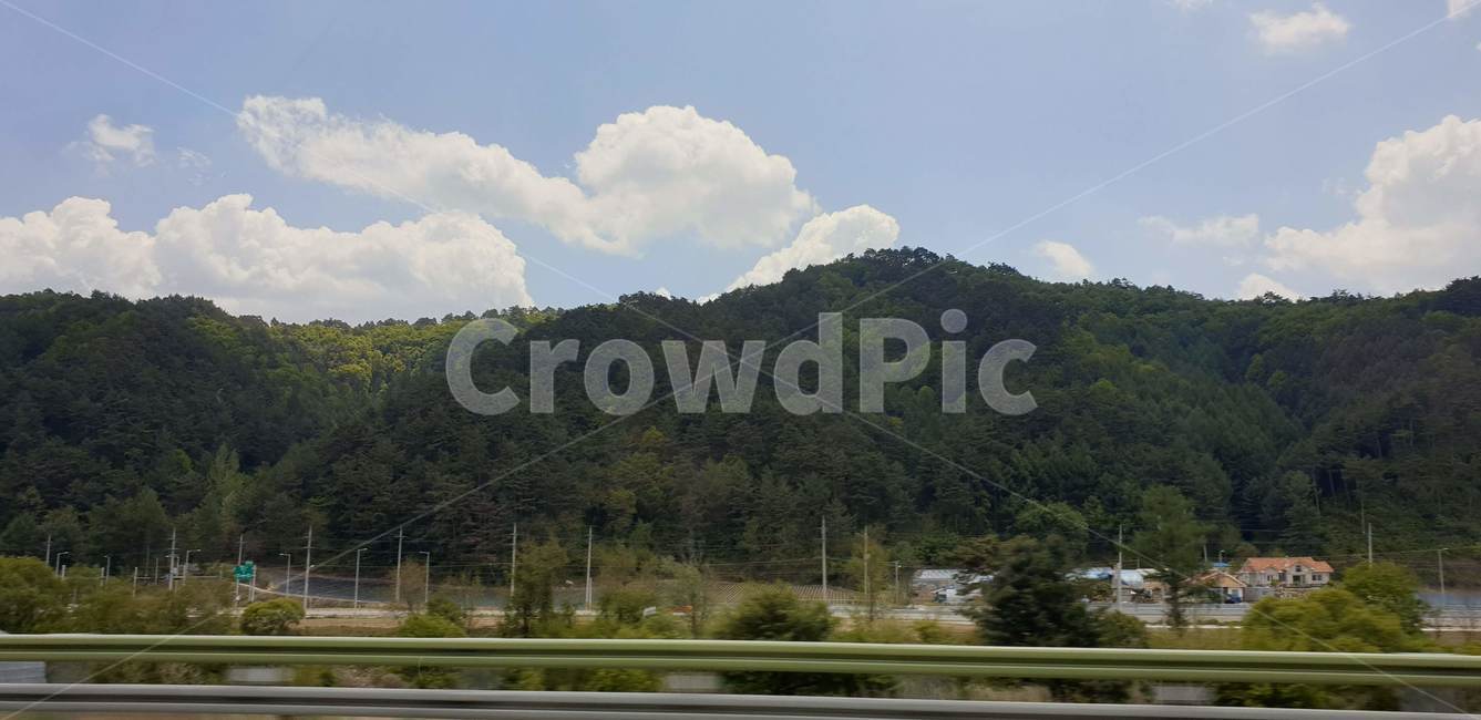 하늘,구름,산,여름,초록,고속도로,도로
