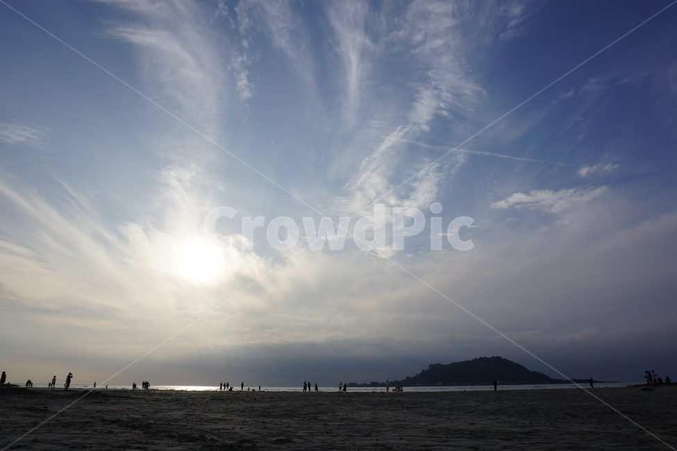 노을,바다,제주도,협재해수욕장,하늘,구름,섬,해수욕장,파도,물살,자연,풍경,역광,일몰